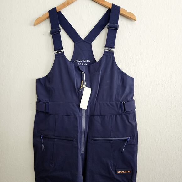 NEW Neiwai Active Flare Bib Snow Pants in Midnight Navy Blue - Picture 6 of 13
